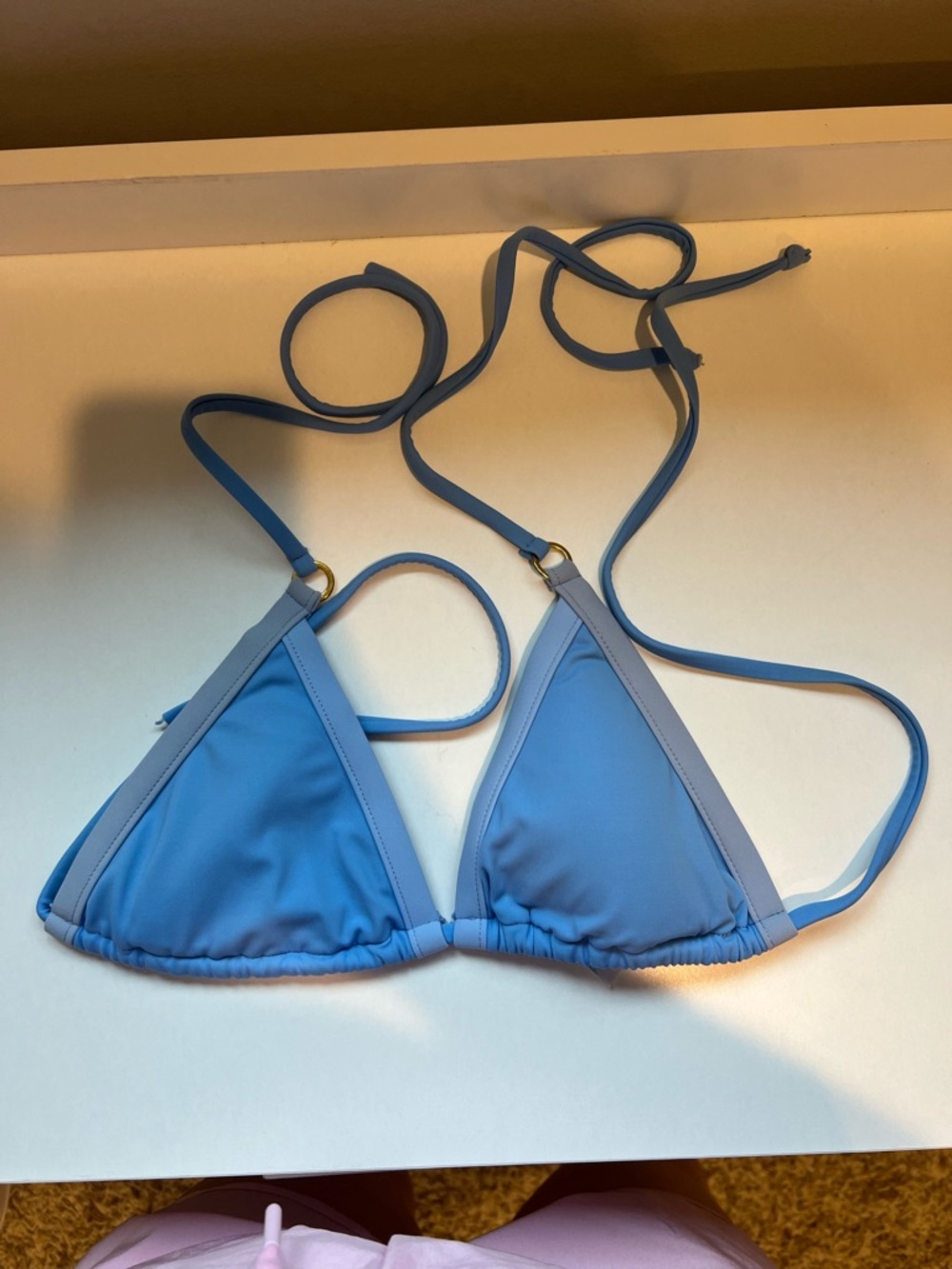 Altar'd State Two-Tone Blue Triangle Bikini Top